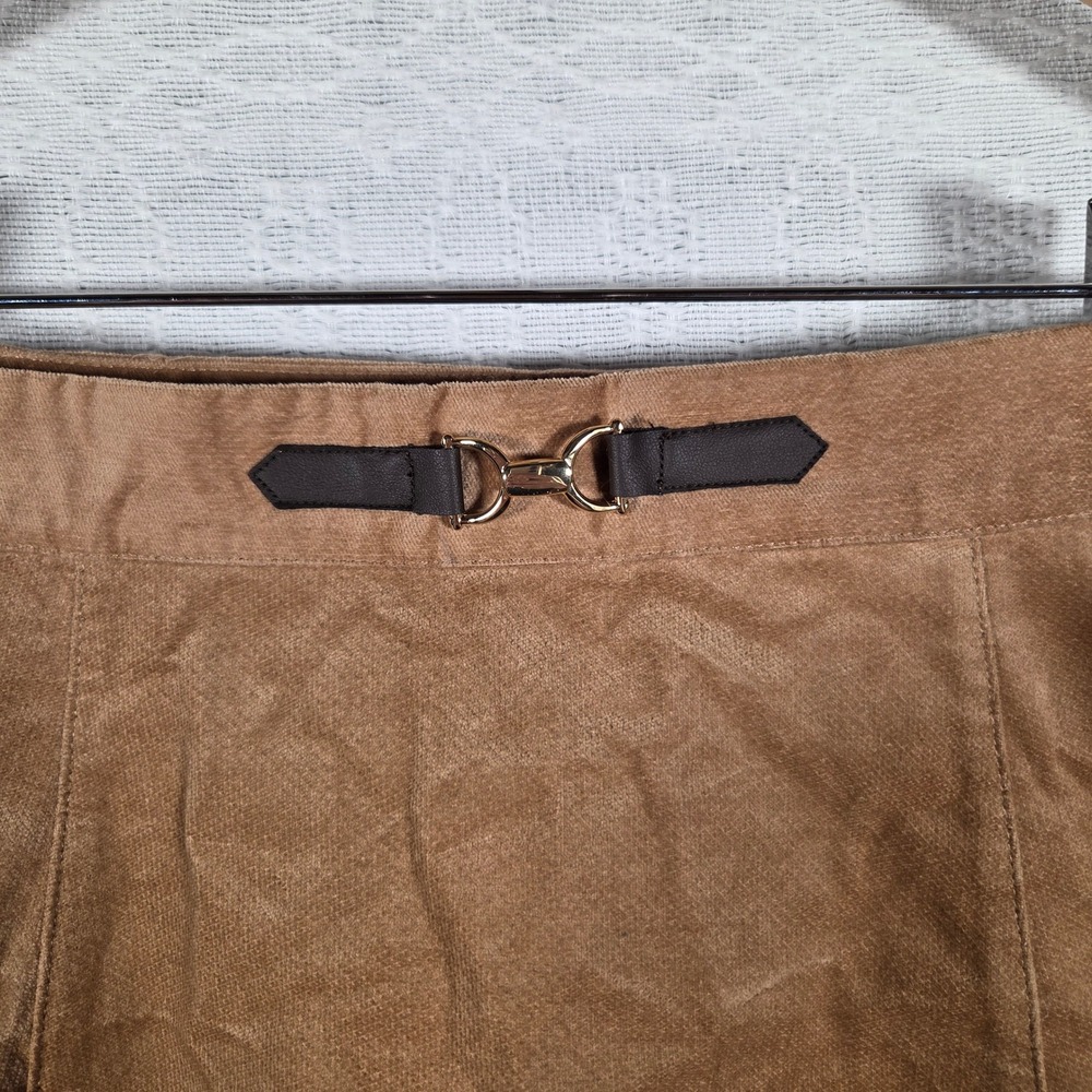 Janie and Jack Girls Brown Pleather A-Line Skirt Gold Bit Detail Size 12 Western - Picture 2 of 7